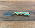 Damascus Cholla/Turquoise Bull Cutter - 6-3/8"